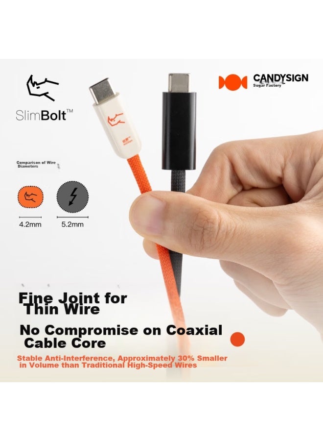 Candysign Sugar Compatible Thunderbolt 4 Data Cable, Usb4 Full-function 240w Fast Charging, Type-c Thin Cable, Macbook Huawei Laptop 8k Video Screen Mirroring Cable, Fast Charging Cable - Image 2