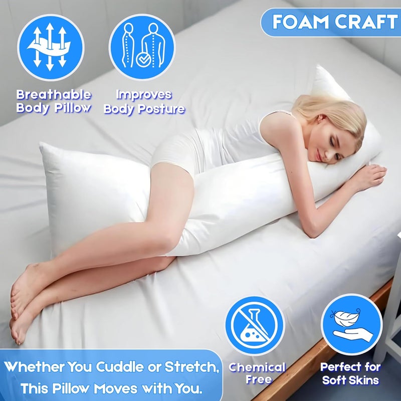 FOAM CRAFT® Full Body Long Pillow with Cotton Cover - 50 x 120 cm - Image 5