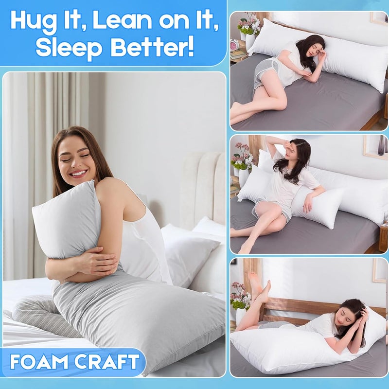 FOAM CRAFT® Full Body Long Pillow with Cotton Cover - 50 x 120 cm - Image 4