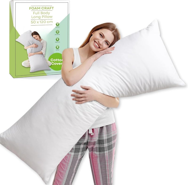 FOAM CRAFT® Full Body Long Pillow with Cotton Cover - 50 x 120 cm - Image 1