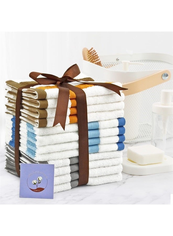 Jacquotha 12 Pack Wash Cloths Beach Style 3 Colors, Cotton Washcloths Gentle for Men Women Kids, Durable Wash Rags Large Size 13" X 13" - Image 1