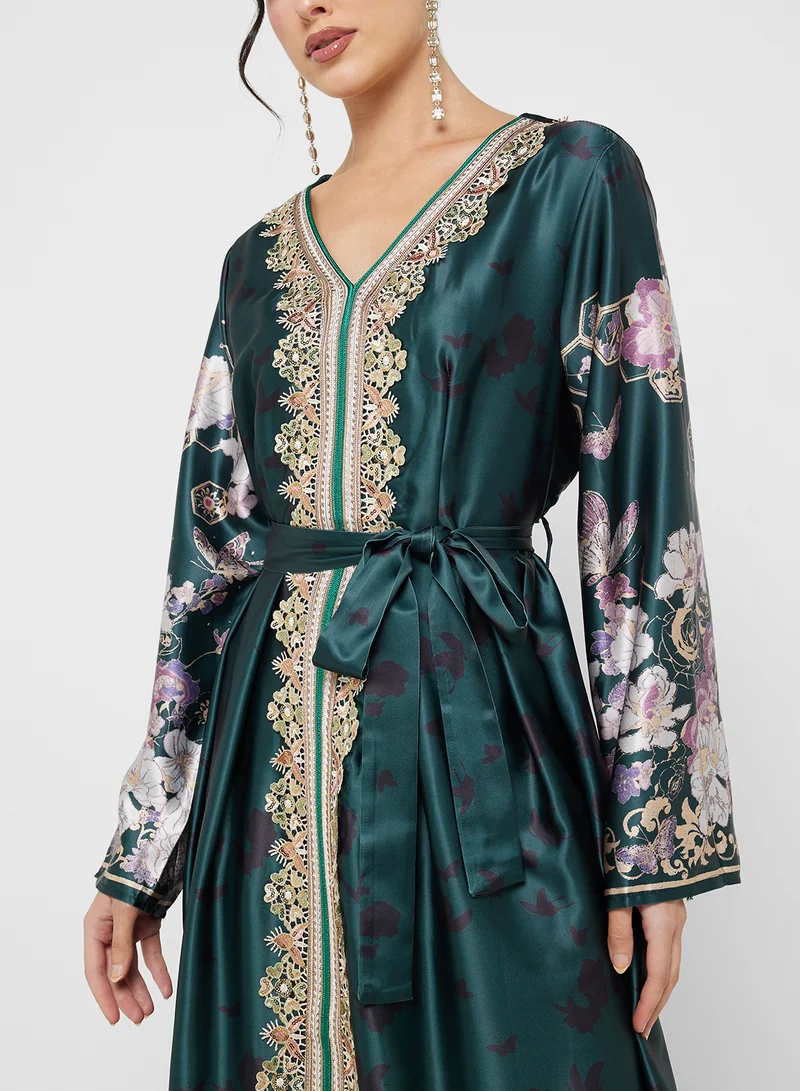 Khizana Floral Print Kaftan Dress