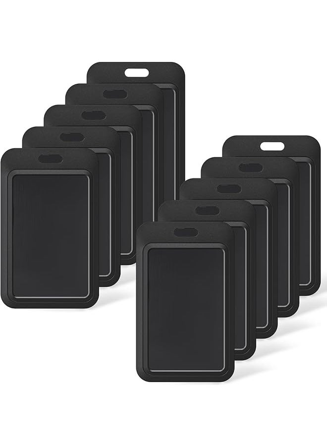 erorex 10 Pcs Sliding Id Badge Holder Hard Black Vertical Plastic Card Case Protector Pouch With Clear Window For Office School Id Credit Cards Proximity Key Cards Driver'S Licenses And Passes  - Image 1