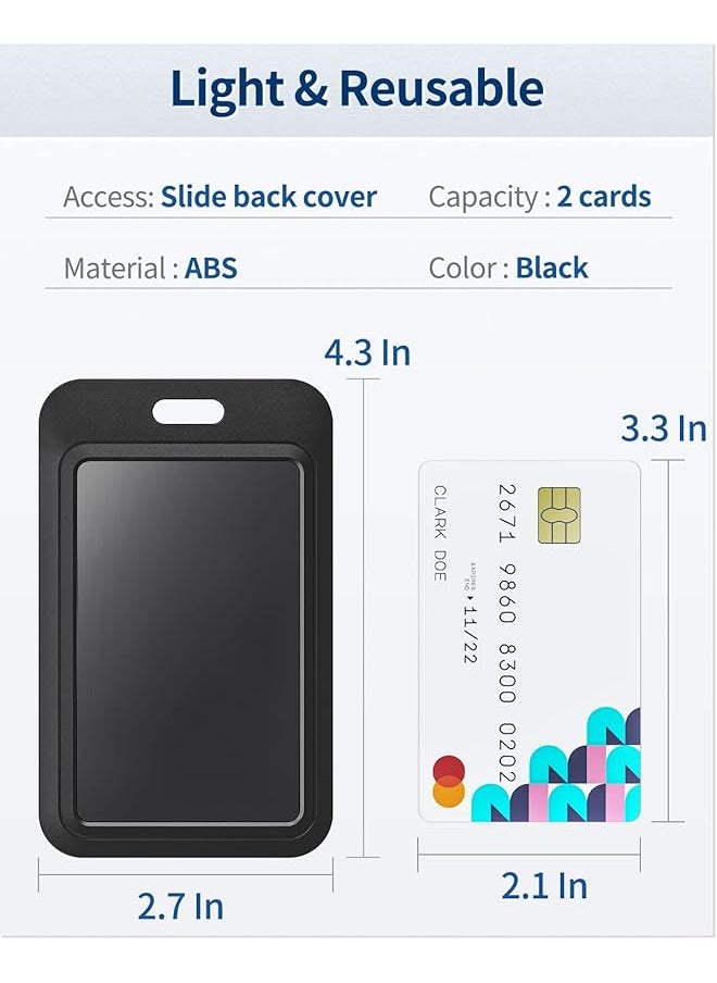 erorex 10 Pcs Sliding Id Badge Holder Hard Black Vertical Plastic Card Case Protector Pouch With Clear Window For Office School Id Credit Cards Proximity Key Cards Driver'S Licenses And Passes  - Image 5