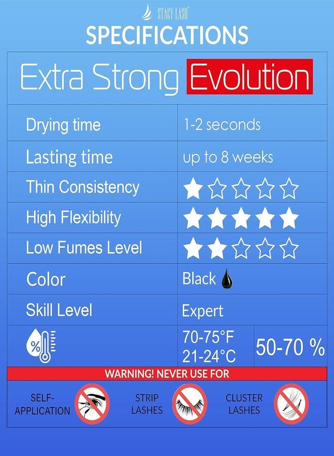 STACY LASH Extra Strong Evolution Eyelash Extension Glue (0.17fl.oz / 5ml) / 0.5-1 Sec Dry/Retention – 8 Weeks/Black Adhesive/Lash Tech Supplies + Glue Ring - Image 4