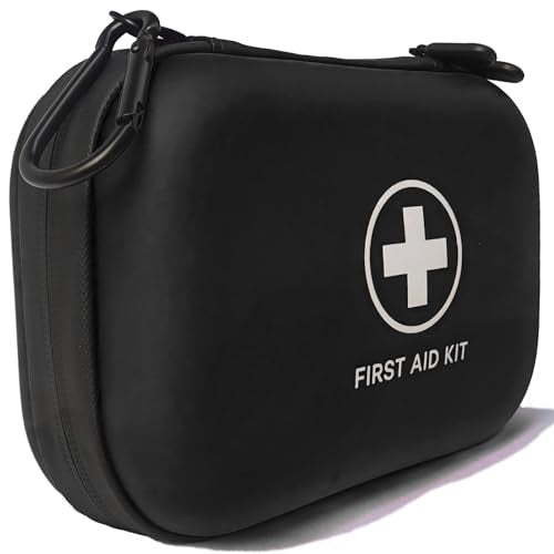 GHFY First Aid Kit 196 Piece Waterproof Hard Shell Portable Medical Kit for Home, Camping, Cars, Hiking, Travel, Outdoor, Adventure Emergency Kits (Black)
