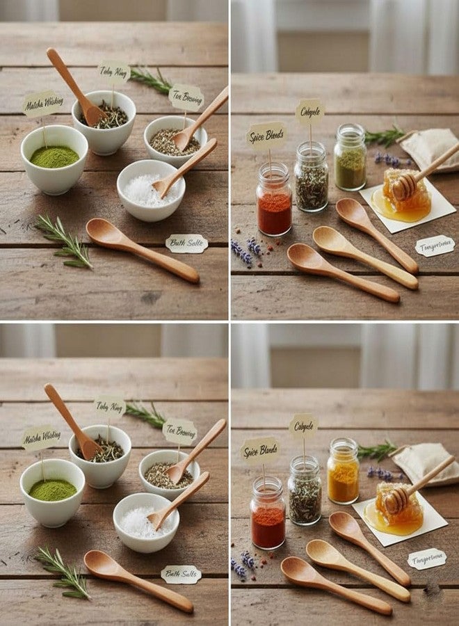 TOP TRICK Bamboo Wood Tea Spoons for Dining Table - Set of Multipurpose Spoon for Dispensing Tea, Coffee, Sugar, Condiments & Spices - Image 4