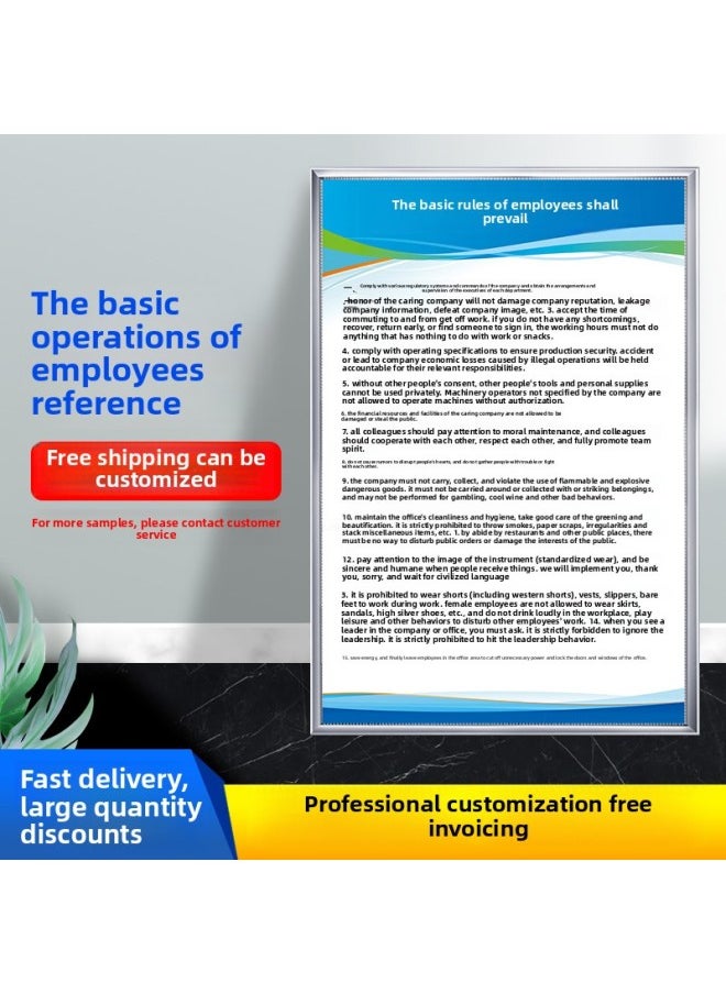 Generic - Rules And Regulations Board On The Wall Warehouse Workshop Fire Safety Production Management System Board Operating Procedures-Color:The Transition Shall Prevail-Specifications:40x60cm - Image 1