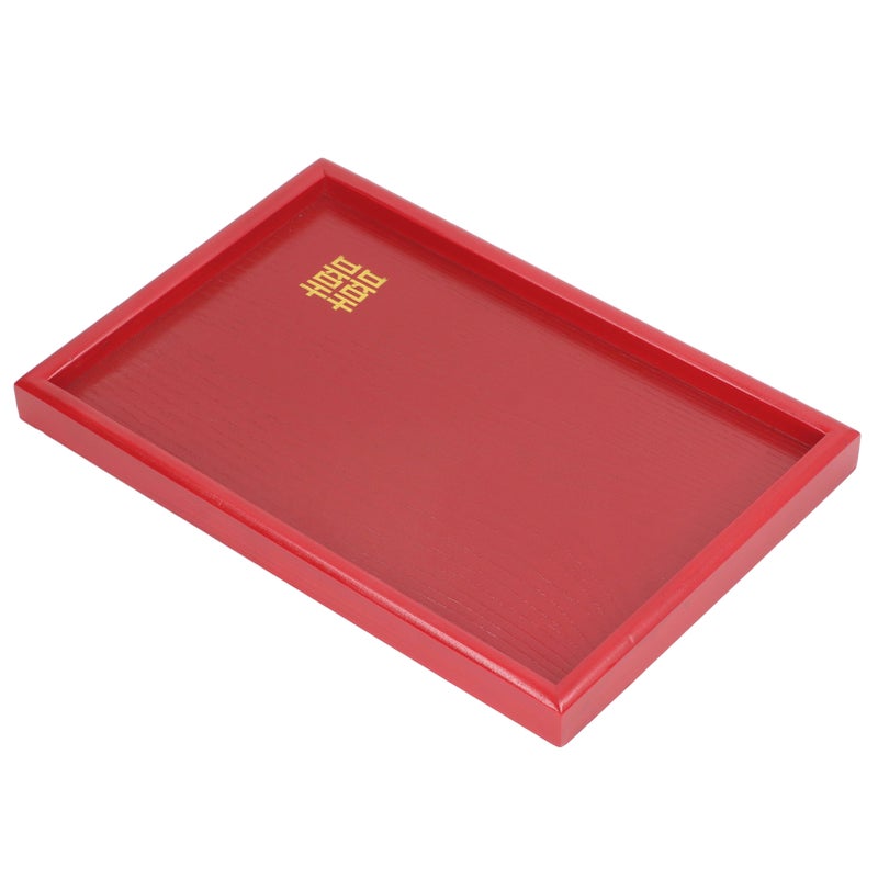 Wood Serving Tray Decorative Serving Platter Snack Fruit Plate for Living Room Coffee Table Kitchen CounterTop Red Square S - Image 5