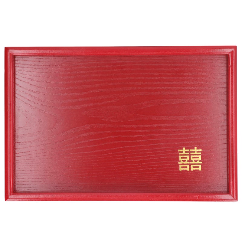 Wood Serving Tray Decorative Serving Platter Snack Fruit Plate for Living Room Coffee Table Kitchen CounterTop Red Square S - Image 1