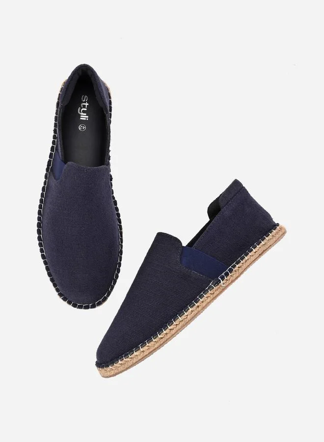 Styli Contrast Stitch Detail Slip On Espadrilles