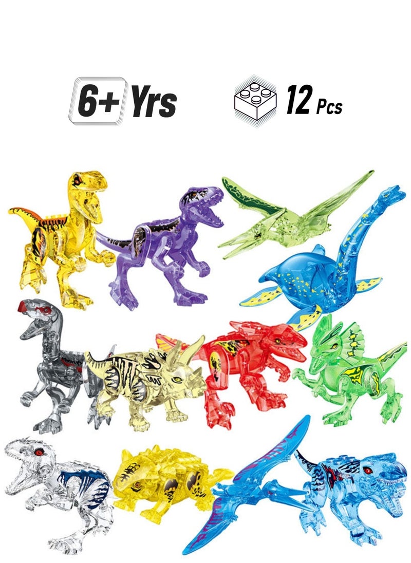 Generic 12 Pieces Of Jurassic Crystal Dinosaur Building Blocks 