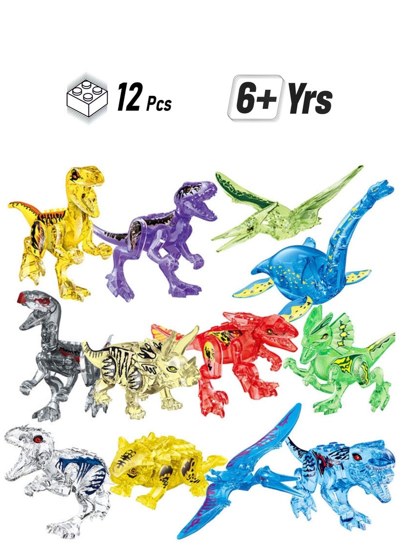 12 Pieces Of Jurassic Crystal Dinosaur Building Blocks 