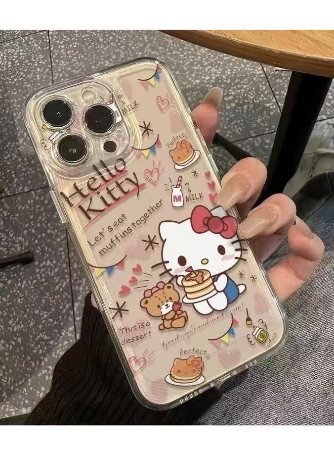 Transparent Dessert Hello Kitty Case for iPhone 16 Pro Max – Cute Cartoon Design, Shockproof, Anti-Fingerprint - Image 1