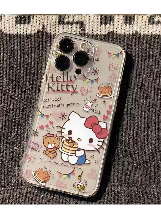 Transparent Dessert Hello Kitty Case for iPhone 16 Pro Max – Cute Cartoon Design, Shockproof, Anti-Fingerprint - Image 2