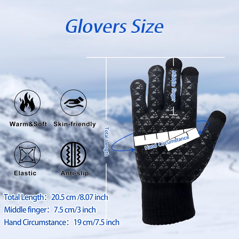 Scotamalone Winter Gloves for Men Women Winter Warm Touchs Screen Anti-Slip Gloves for Running Skiing Hiking - Image 2