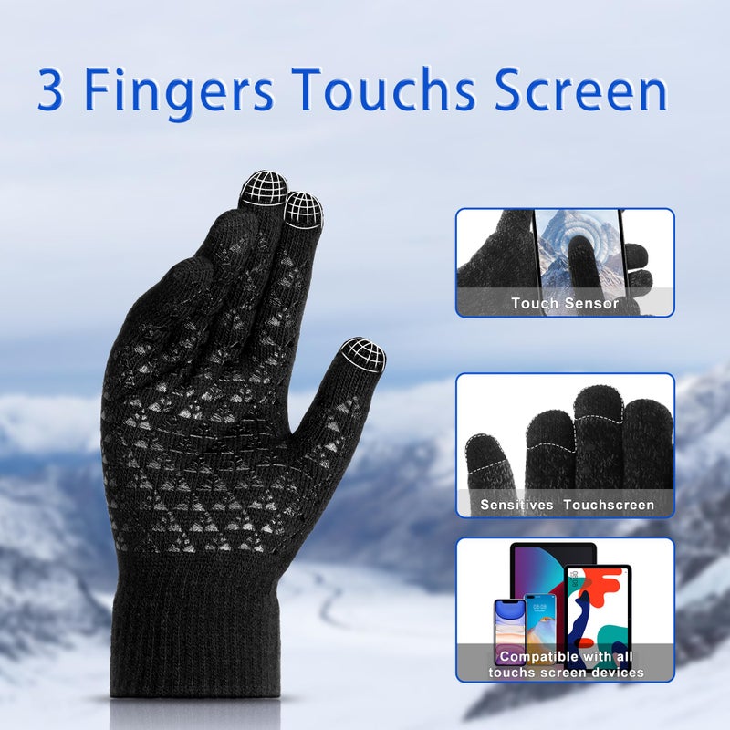 Scotamalone Winter Gloves for Men Women Winter Warm Touchs Screen Anti-Slip Gloves for Running Skiing Hiking - Image 3