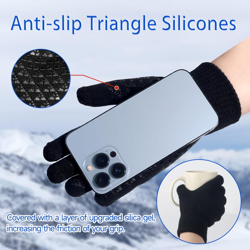 Scotamalone Winter Gloves for Men Women Winter Warm Touchs Screen Anti-Slip Gloves for Running Skiing Hiking - Image 4