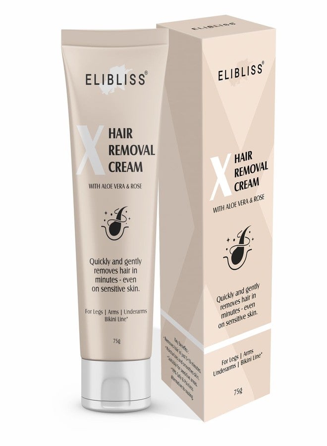 Elibliss X Hair Removal Cream with Aloe Vera & Rose | Quick & Gentle Hair Removal for Sensitive Skin | Removes Hair in Minutes from Legs, Arms, Underarms & Bikini Line | Smooth, Soft & Hydrated Finish - Image 2