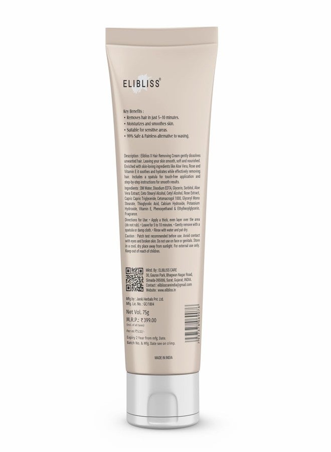 Elibliss X Hair Removal Cream with Aloe Vera & Rose | Quick & Gentle Hair Removal for Sensitive Skin | Removes Hair in Minutes from Legs, Arms, Underarms & Bikini Line | Smooth, Soft & Hydrated Finish - Image 4