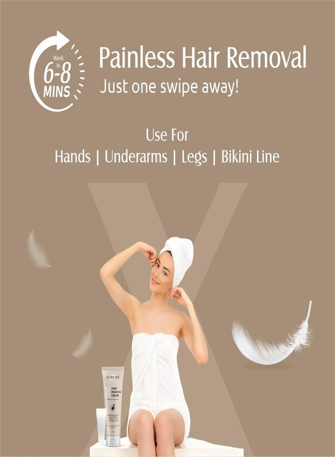 Elibliss X Hair Removal Cream with Aloe Vera & Rose | Quick & Gentle Hair Removal for Sensitive Skin | Removes Hair in Minutes from Legs, Arms, Underarms & Bikini Line | Smooth, Soft & Hydrated Finish - Image 5