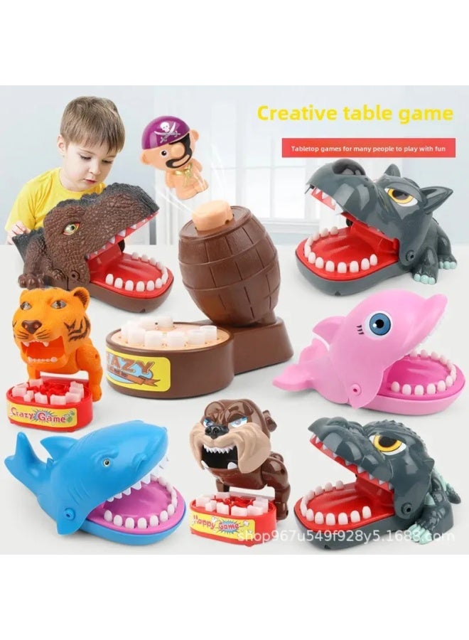 Stress Relief Shark Bite Finger Toy Evil Dog Dinosaur Pirate Bucket Parent-Child Interaction Children's Prank Toys-Color:Shark [window Box] Gray - Image 3