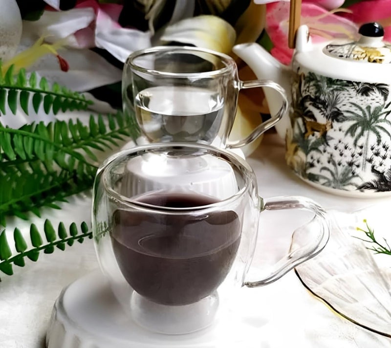 IndusBay 250 ML Borosilicate Glass Double Wall Coffee Mug Cup Insulated Mug for Hot Cold Mug Set 1 Piece Clear - Image 4