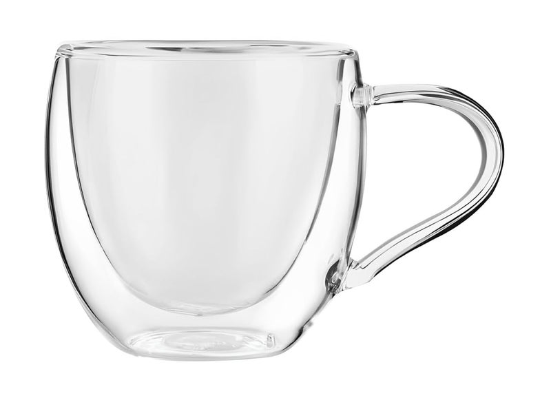 IndusBay 250 ML Borosilicate Glass Double Wall Coffee Mug Cup Insulated Mug for Hot Cold Mug Set 1 Piece Clear - Image 1