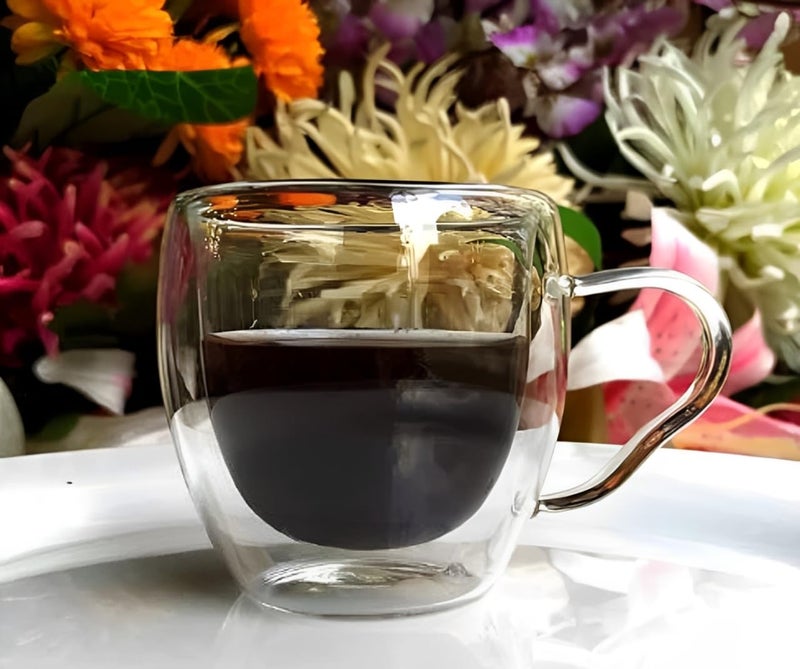 IndusBay 250 ML Borosilicate Glass Double Wall Coffee Mug Cup Insulated Mug for Hot Cold Mug Set 1 Piece Clear - Image 5