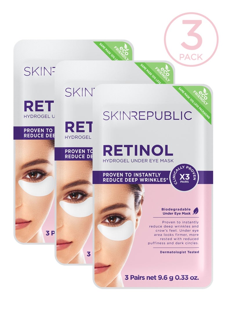 سكين ريبابلك لاصقات ريتينول هيدروجيل تحت العين (9 أزواج) - أقنعة تحت العين مع النياسيناميد وفيتامين ب5، تقلل التجاعيد، وتجاعيد العين، والانتفاخات، والهالات السوداء، وترطب البشرة وتمنحها إشراقة ونعومة. - Image 1