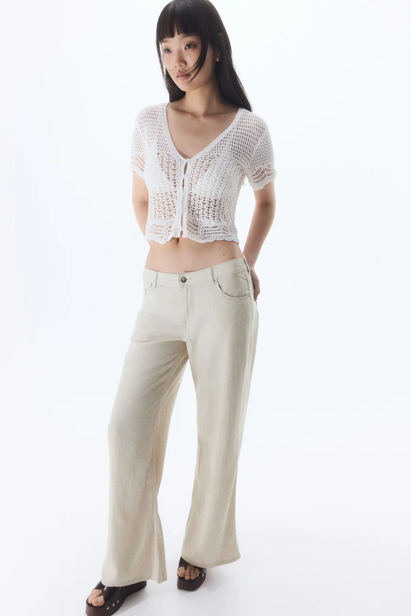 H&M Wide linen-blend trousers
