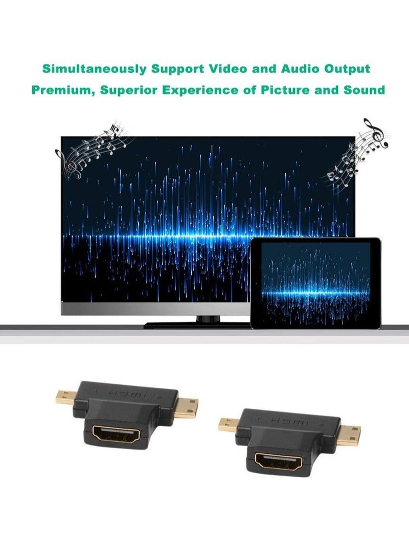SOLARAE 3-in-1 HDMI to Mini/Micro HDMI Adapter, Mini/Micro HDMI Male to HDMI Female Universal T Adapter, with Gold-Plated Connector 2 Pcs, Compatible with Digital Camera Camcorder Tablet Laptop - Image 5
