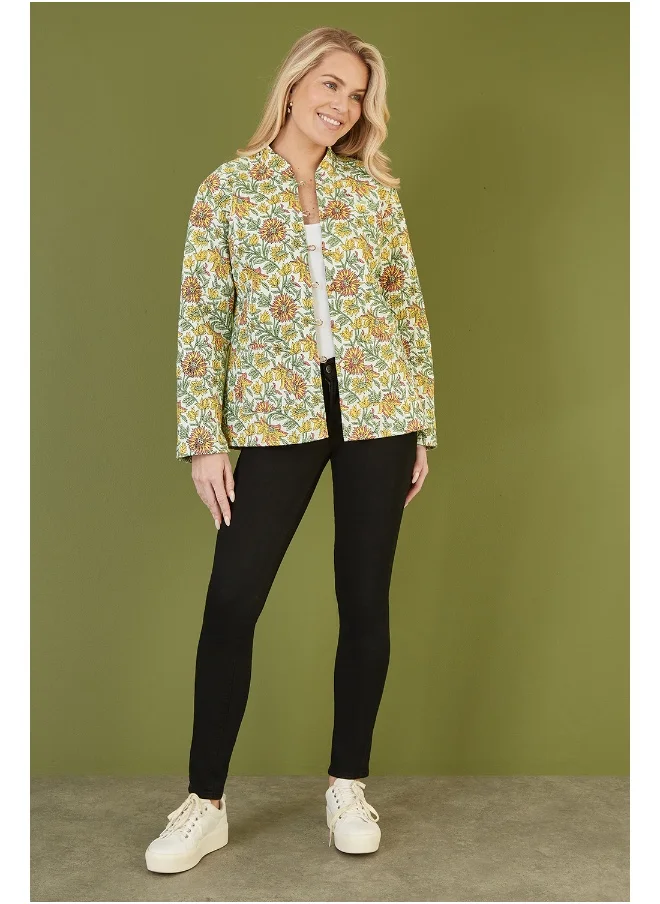 Yumi Floral Print Reversible Cotton Quilted Jacket
