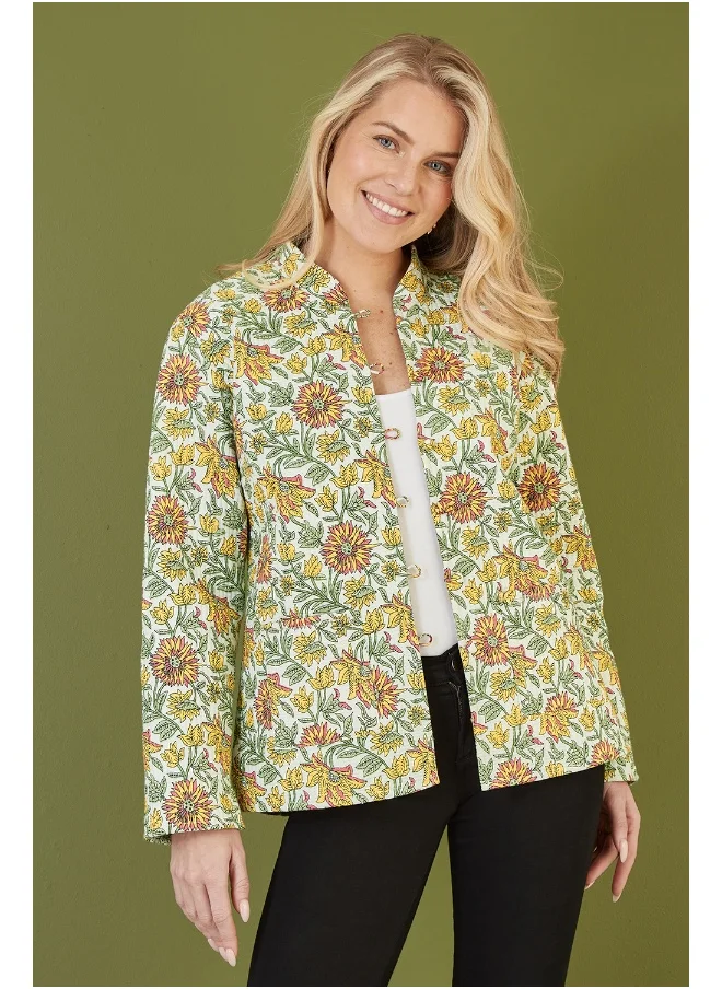 Yumi Floral Print Reversible Cotton Quilted Jacket