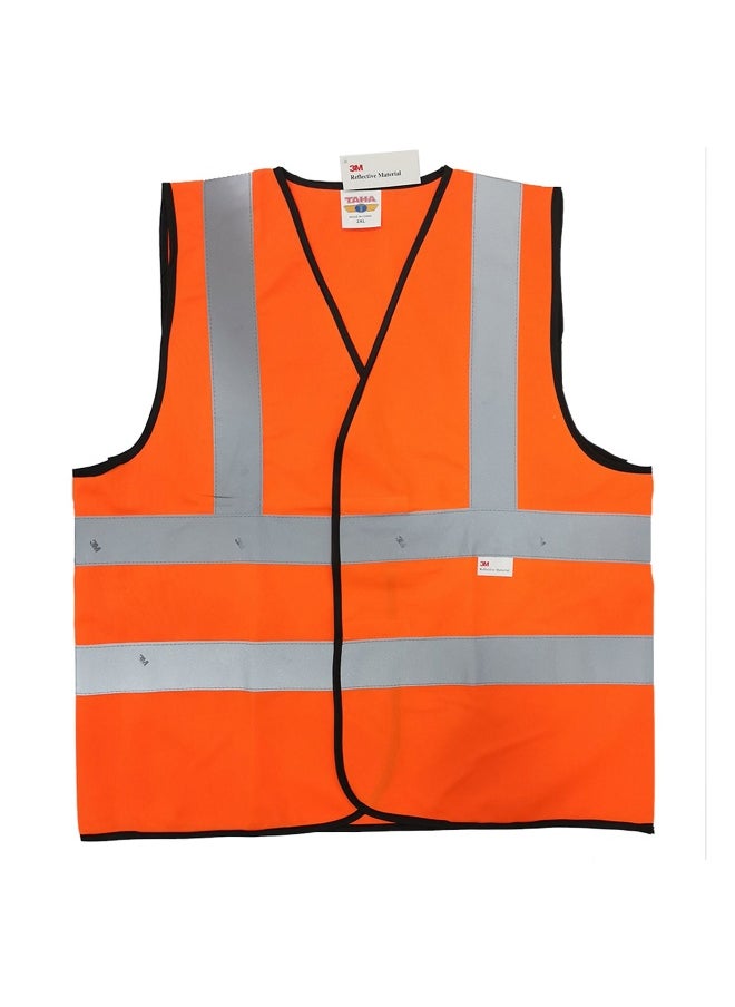 TAHA Safety Reflective Jacket Lightweight Safety Vest | Hi-Vis Safety Waistcoat for Running, Cycling, Jogging, Hiking | 4 Line Reflective Strips | Orange | Size-2XL  - Image 1