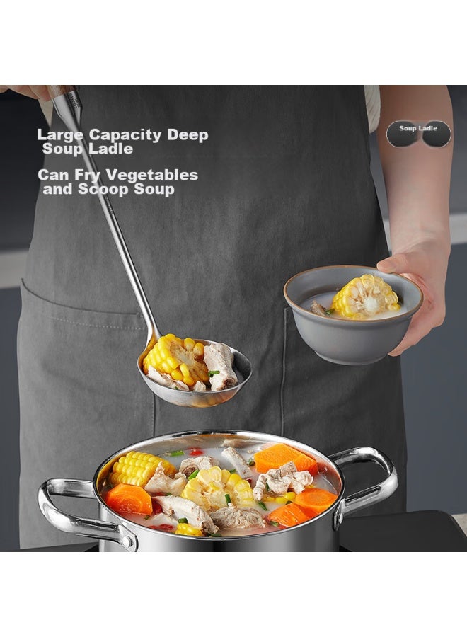 COOKER KING Chuidahuang 316 Stainless Steel Soup Ladle With Rosewood Handle, Thickened Spoon For Iron And Stainless Steel Pots, Uncoated Pot, Extended Version  - Image 3