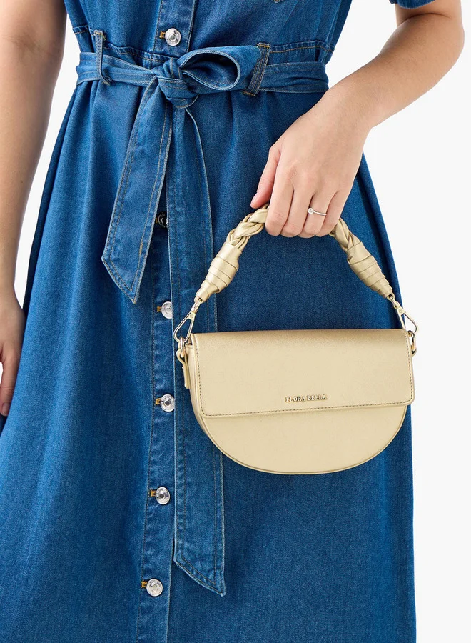 Flora Bella By Shoexpress Solid Crossbody Bag with Detachable Strap and Flap Closure