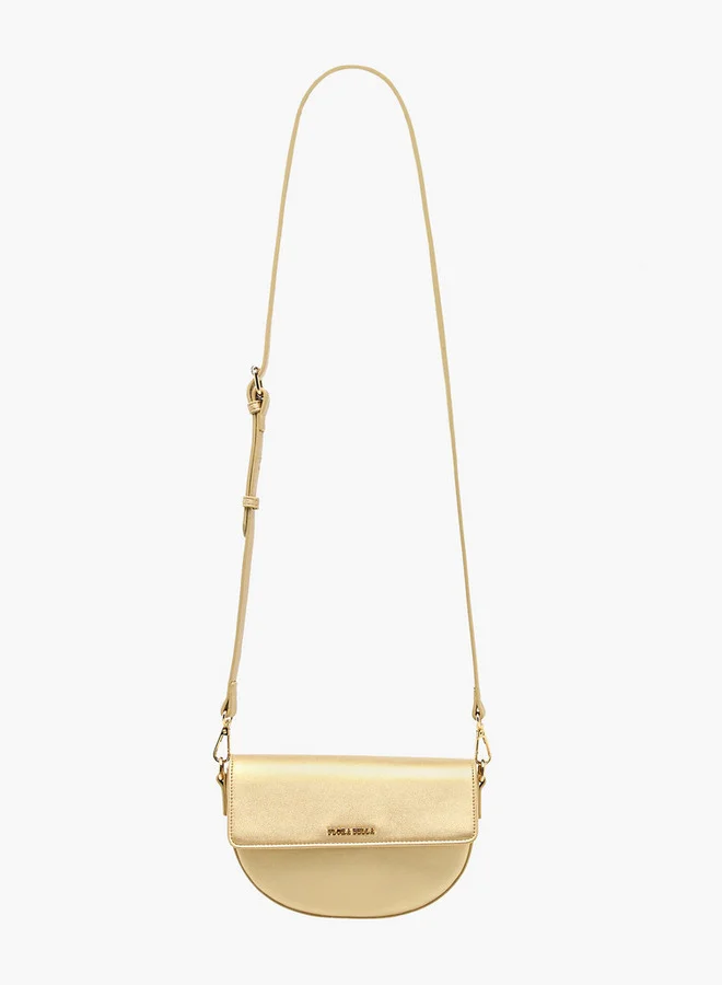 Flora Bella By Shoexpress Solid Crossbody Bag with Detachable Strap and Flap Closure