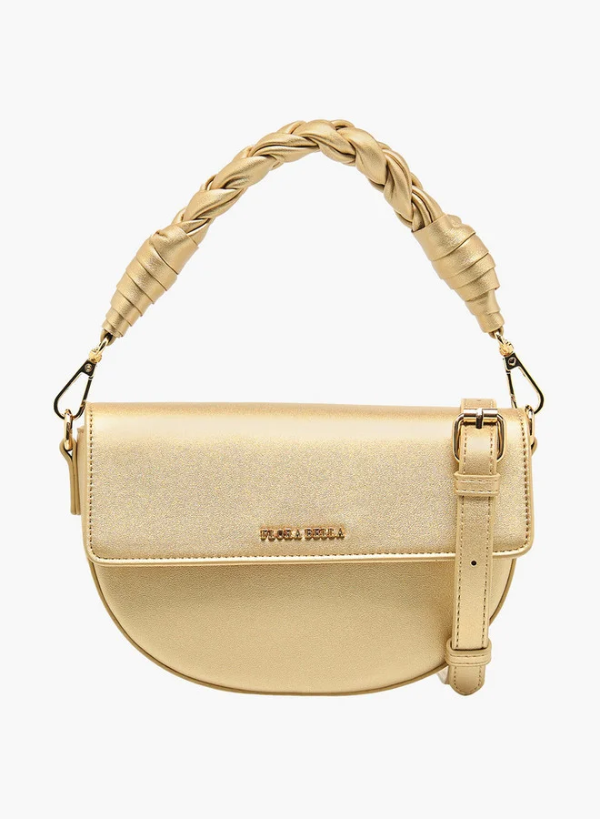 Flora Bella By Shoexpress Solid Crossbody Bag with Detachable Strap and Flap Closure