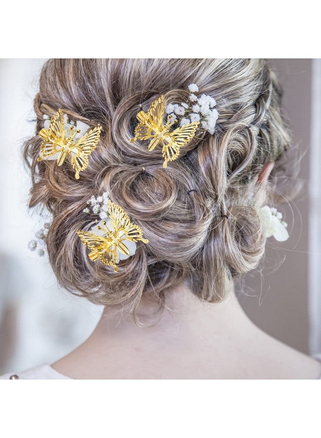 12 Pcs Butterfly Hair Clips Moving Wings Butterfly Metal Hair Barrettes Hair Styling Accessoriescute Hairs Pins Clip For Women And Girls Gold