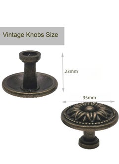 Generic 4 Pcs Antique Bronze Cabinet Knobs Pull, Vintage Rustic Style Drawer Knobs Decorative Round Handles for Furniture Cupboard Dresser  - Image 2