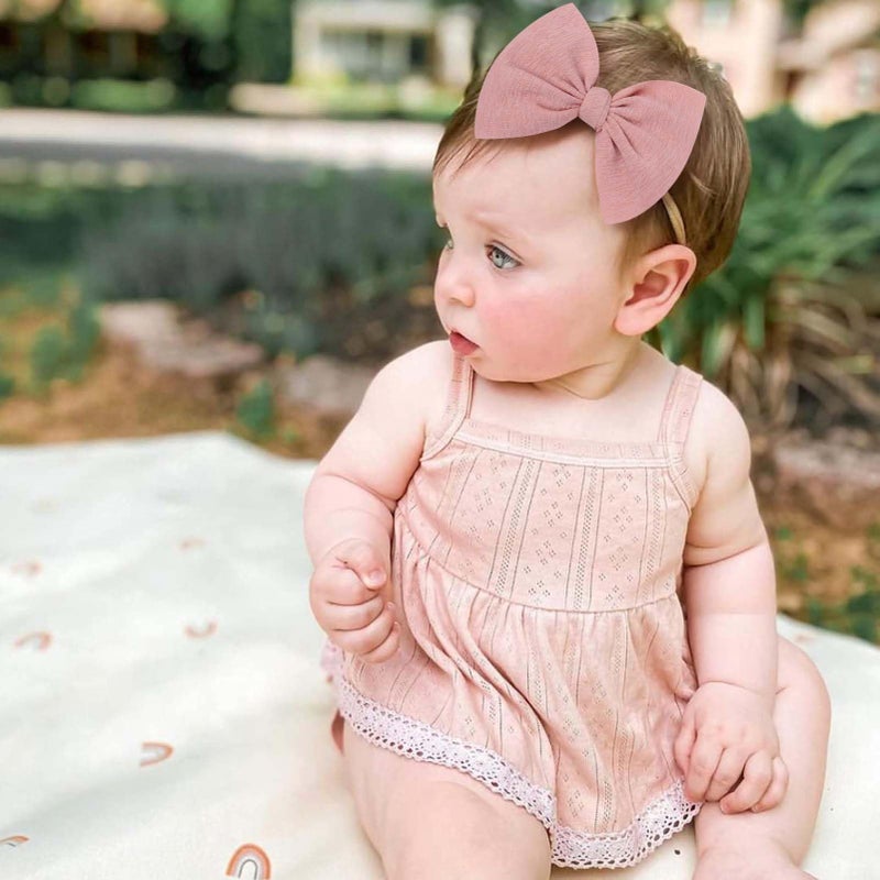 YanJie 4.5'' Nylon Bow Headbands for Baby Girls - Handmade Tied Bows Hair Accessories for Infants and Toddlers - 10 Pieces - Image 3