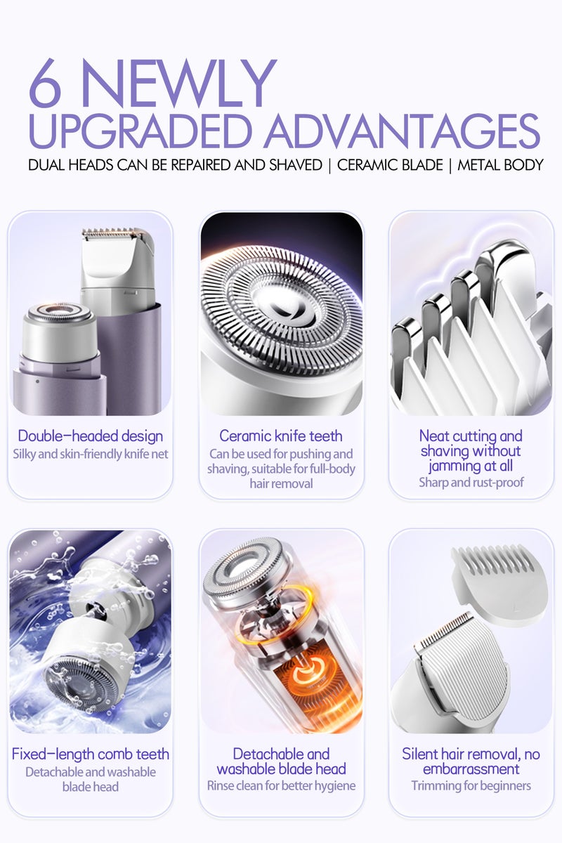 Generic Electric Lady Shaver,Electric Razor,Bikini Trimmer,Lady Razor for Legs,Arm,Underarm,Bikini,Wet&Dry, IPX6 Waterproof, Metal Body, Rechargeable Trimmer with Type-C Charging,Men and Women(Purple) - Image 2