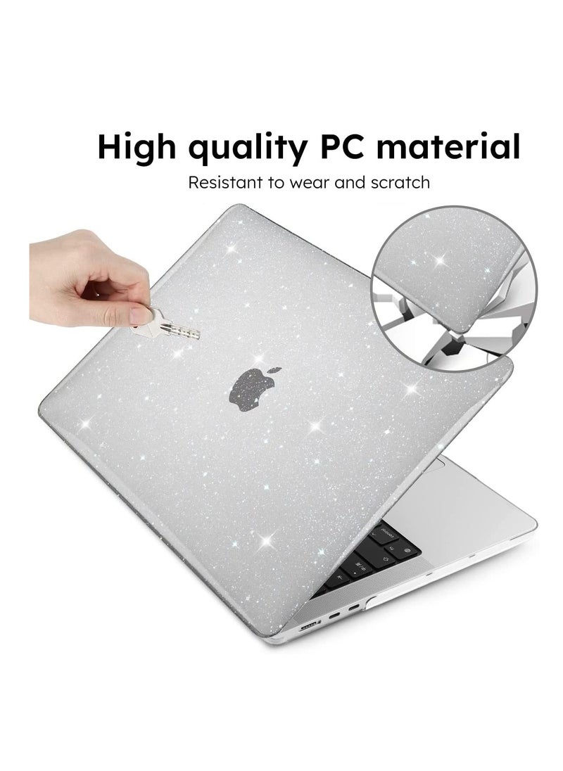 Generic - 3 in 1 Glitter Case for MacBook Air 15 inch 2023 A2941 with M2 Chip and 2024 A3114 with M3 Chip, Laptop Hard Shell Cases &Keyboard Skin & Screen Protector, Transparent - Image 1