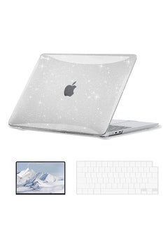 3 in 1 Glitter Case for MacBook Air 15 inch 2023 A2941 with M2 Chip and 2024 A3114 with M3 Chip, Laptop Hard Shell Cases &Keyboard Skin & Screen Protector, Transparent