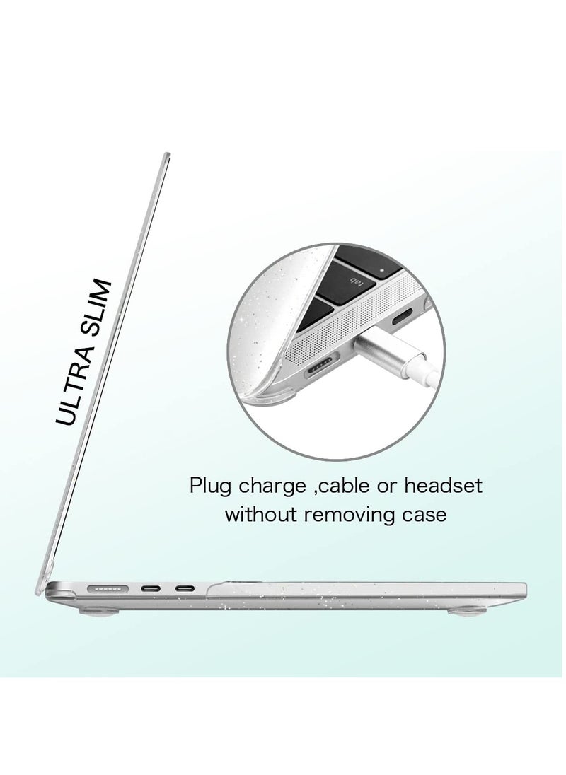 Generic - 3 in 1 Glitter Case for MacBook Air 15 inch 2023 A2941 with M2 Chip and 2024 A3114 with M3 Chip, Laptop Hard Shell Cases &Keyboard Skin & Screen Protector, Transparent - Image 1