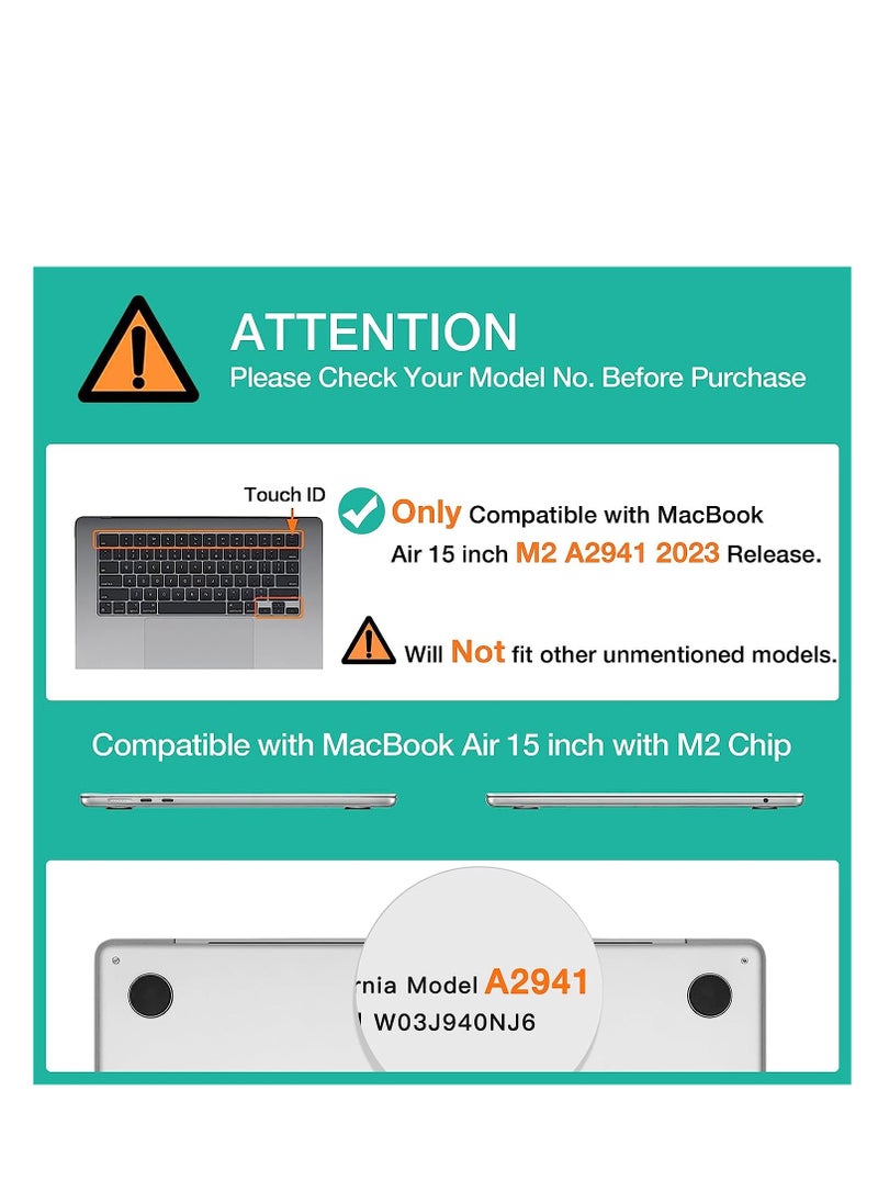 Generic - 3 in 1 Glitter Case for MacBook Air 15 inch 2023 A2941 with M2 Chip and 2024 A3114 with M3 Chip, Laptop Hard Shell Cases &Keyboard Skin & Screen Protector, Transparent - Image 1
