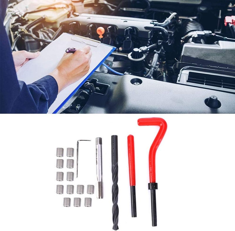20 Pcs M8x1 Stainless Steel Thread Repair Kit, Rethreading Tap Set for Female Thread Repair with Insert Sleeve, Reusable Thread Insert Tool for Auto Parts and Machinery - Image 2