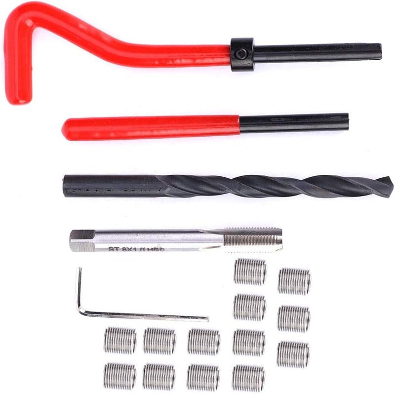 20 Pcs M8x1 Stainless Steel Thread Repair Kit, Rethreading Tap Set for Female Thread Repair with Insert Sleeve, Reusable Thread Insert Tool for Auto Parts and Machinery - Image 3