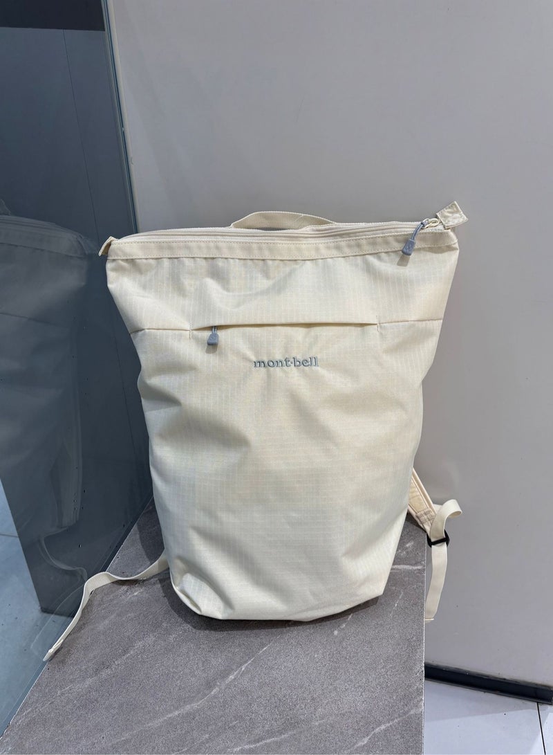 Montbell Montbell White Cotton Double-Shoulder Bag - Large-capacity Outdoor Travel Backpack for Men and Women - Fitness Bag  - Image 1